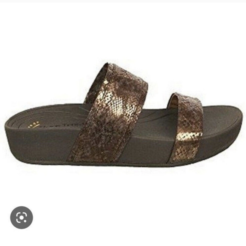Bare traps brown metallic sandals